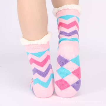 Chaussettes de pantoufles en peluche thermique chaude hivernale pour adulte